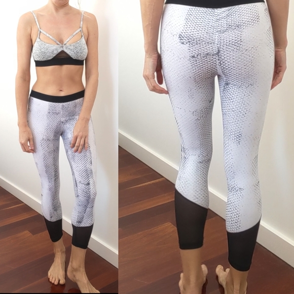Blue Life fit white python snake mesh yoga pants xs - Picture 4 of 5
